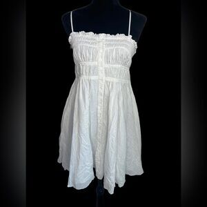 Blue Velvet White Sleeveless Button-Down Dress Size L NWT